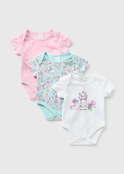 Disney Baby 3 Pack Pink Marie Bodysuits (Tiny Baby-18mths) - 0-3 months Image 1