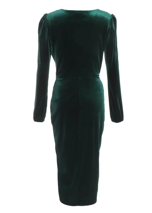 Quiz Green Velvet Ruched Wrap Midi Dress - 18 | Matalan Quiz Green Velvet Ruched Wrap Midi Dress - 18 | Matalan