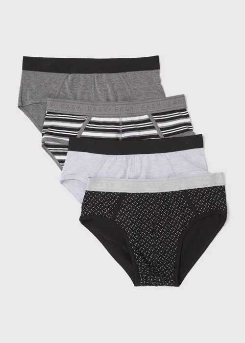 4 Pack Black Print Briefs - S Image 1