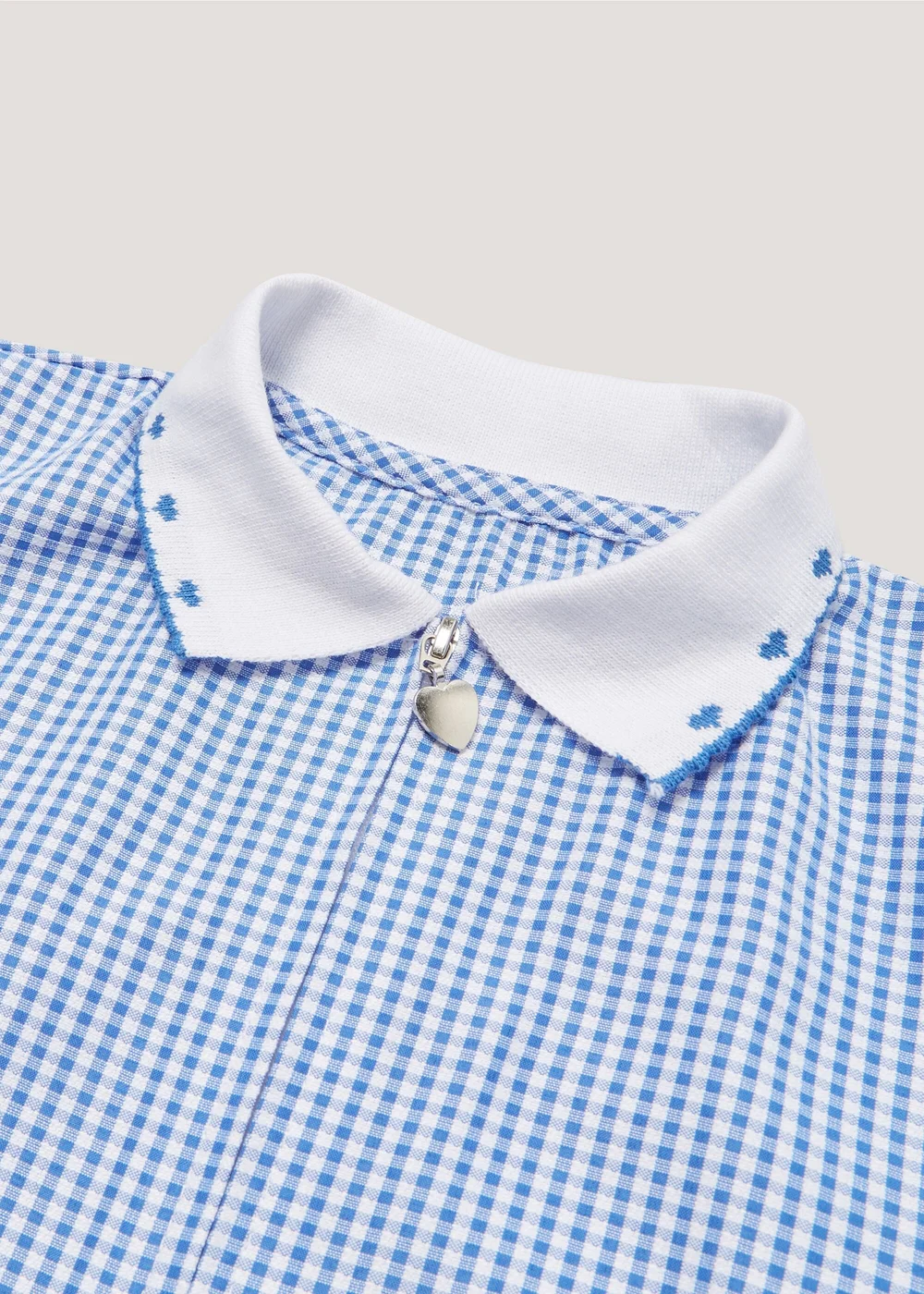 Girls Blue Gingham Knit Collar School Dress (3-14yrs) - 3 Yrs Image 2