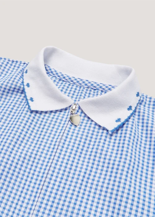 Girls Blue Gingham Knit Collar School Dress (3-14yrs) - 3 Yrs Image 2