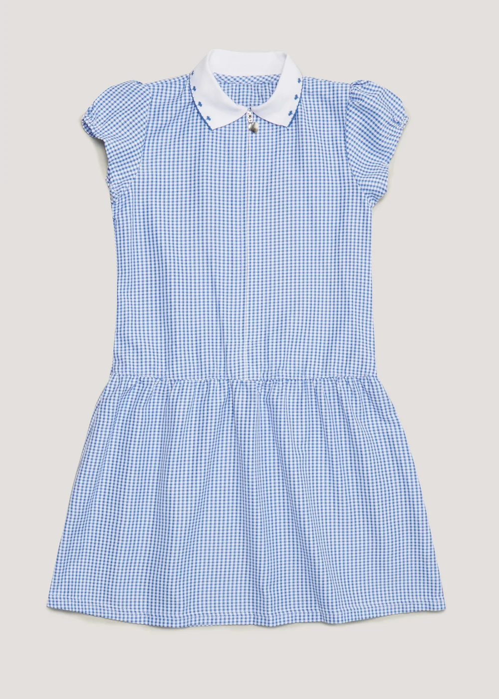 Girls Blue Gingham Knit Collar School Dress (3-14yrs) - 3 Yrs Image 1