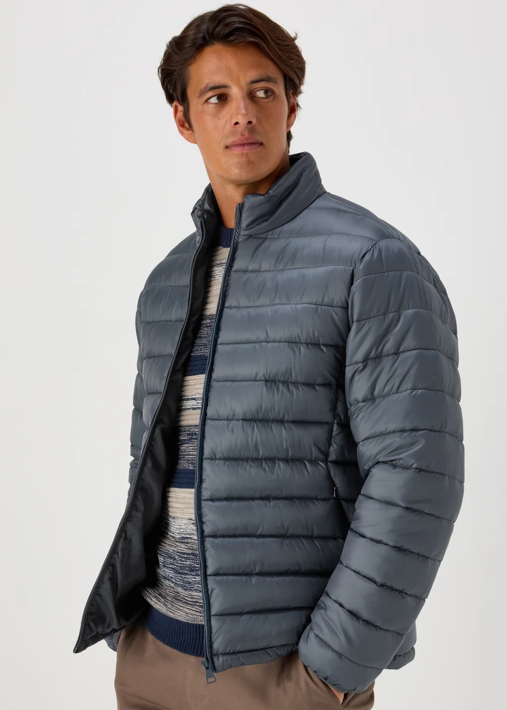 Grey Funnel Puffer Jacket - XS Image 1
