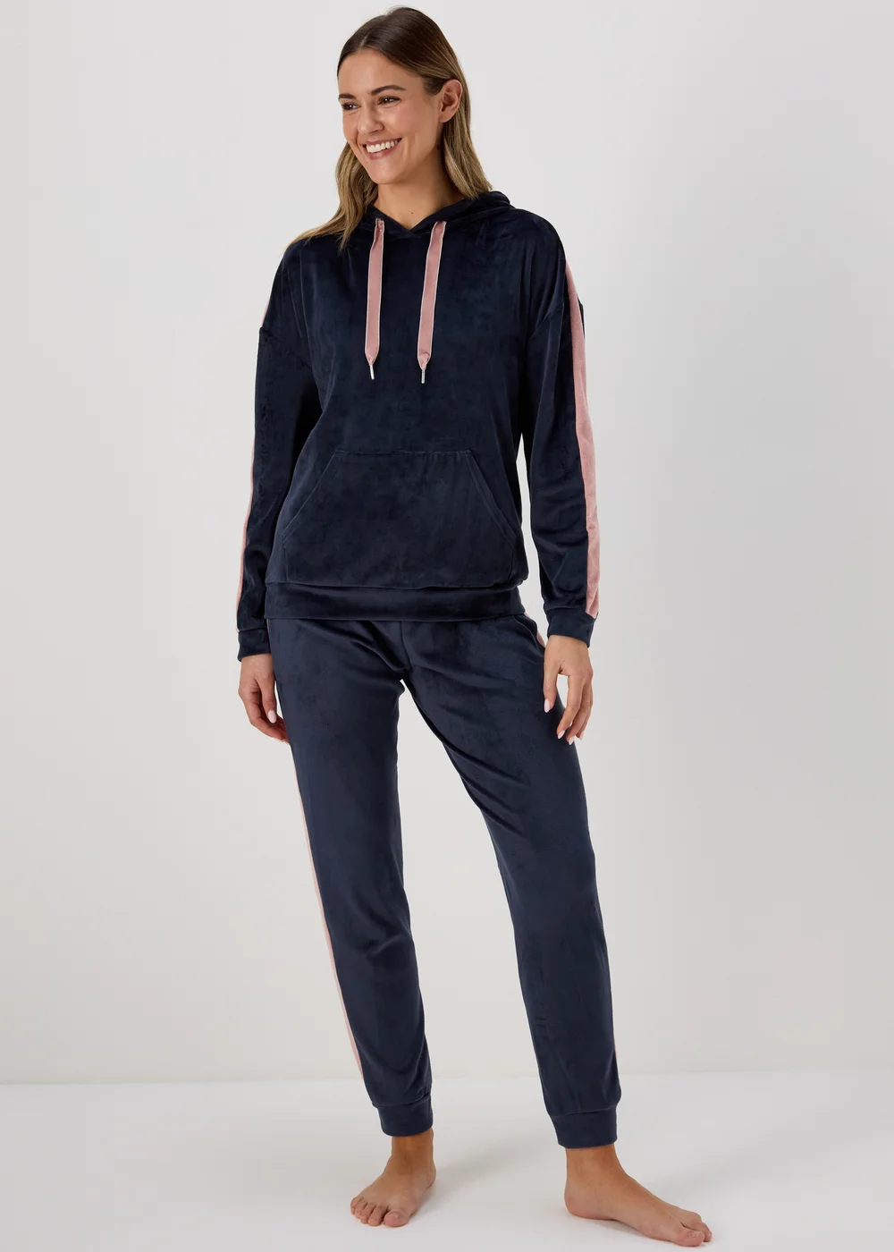 Navy Stripe Hoodie & Pyjama Set - Extra small Image 1