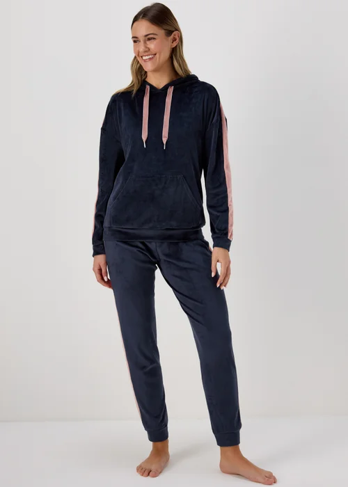 Navy Stripe Hoodie & Pyjama Set - Extra small Image 1