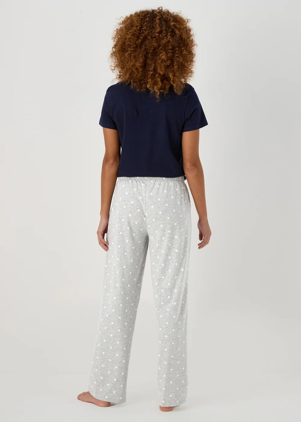 Grey Marl Wide Leg Pyjama Bottoms - Small Image 2