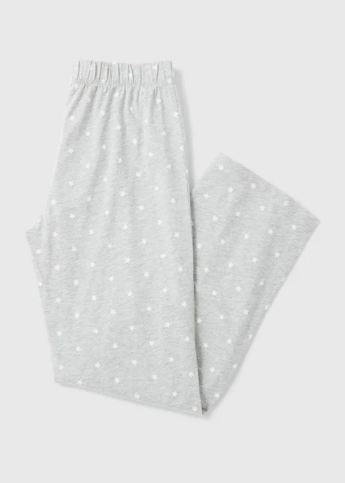 Grey Marl Wide Leg Pyjama Bottoms - Small Image 4