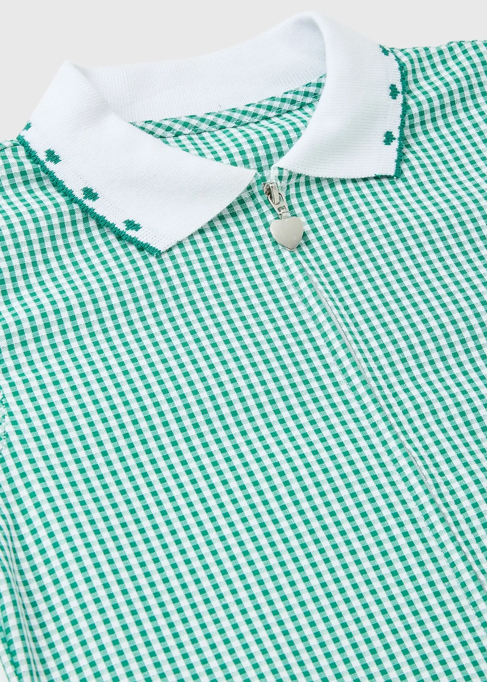 Girls Green Gingham Knit Collar School Dress (4-14yrs) - Age 3 Years Image 2