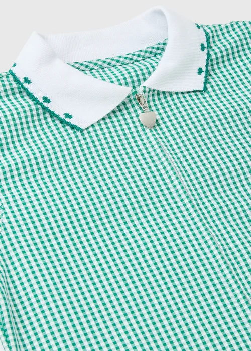 Girls Green Gingham Knit Collar School Dress (4-14yrs) - Age 3 Years Image 2