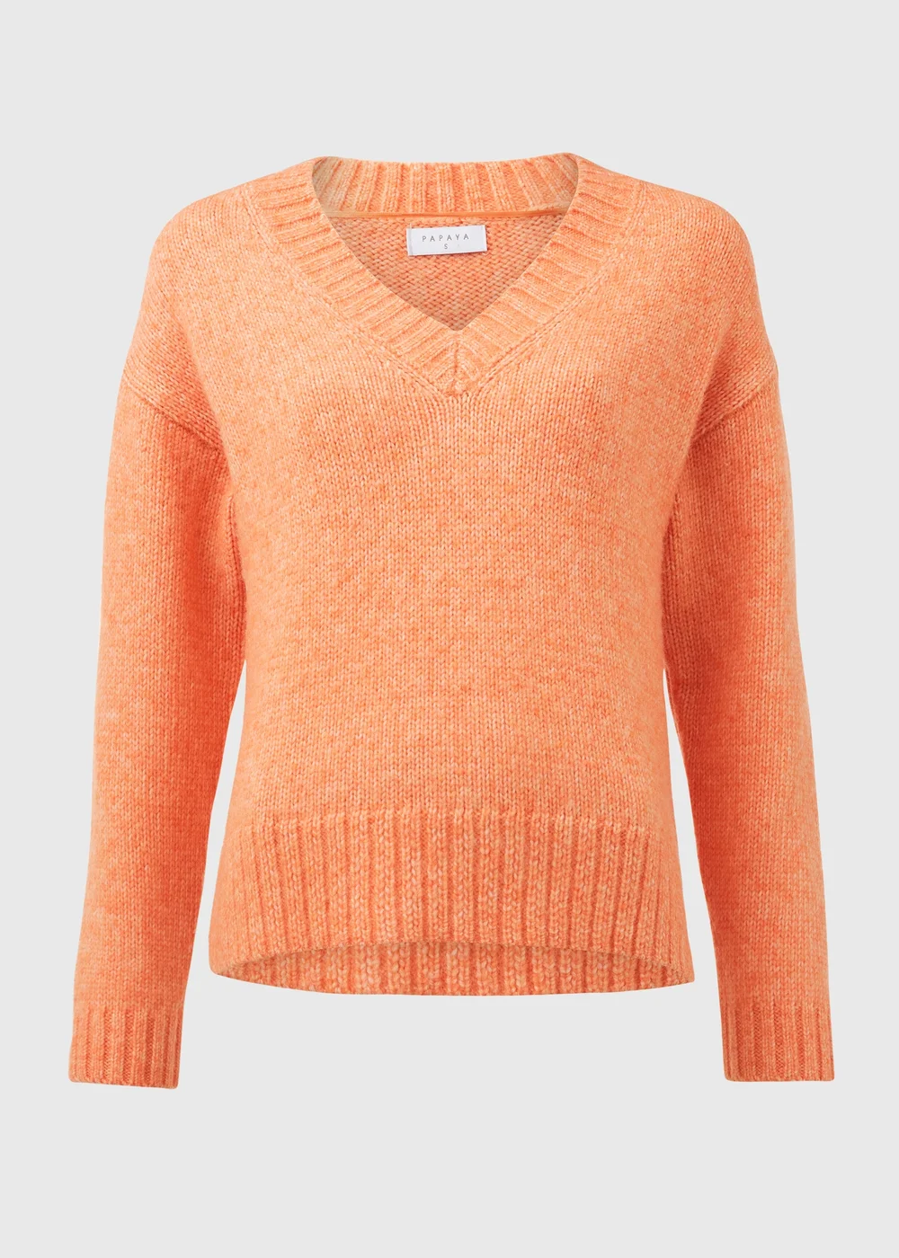 Orange V Neck Brushed Jumper - XS Image 5