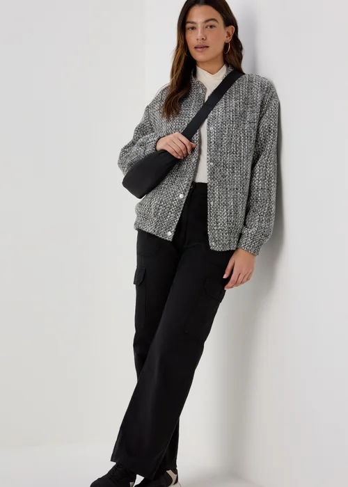 Black & White Print Luxe Bomber Jacket - 8 Image 4