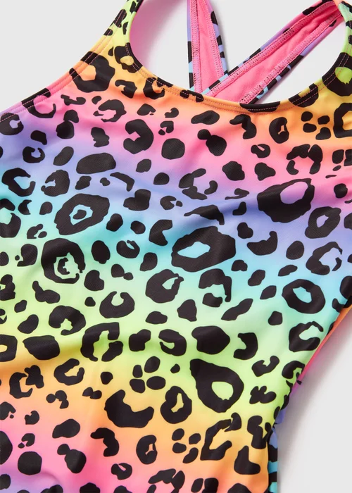 Girls Multicolour Leopard Swimsuit (6-13yrs) - 6-7 Yrs Image 2