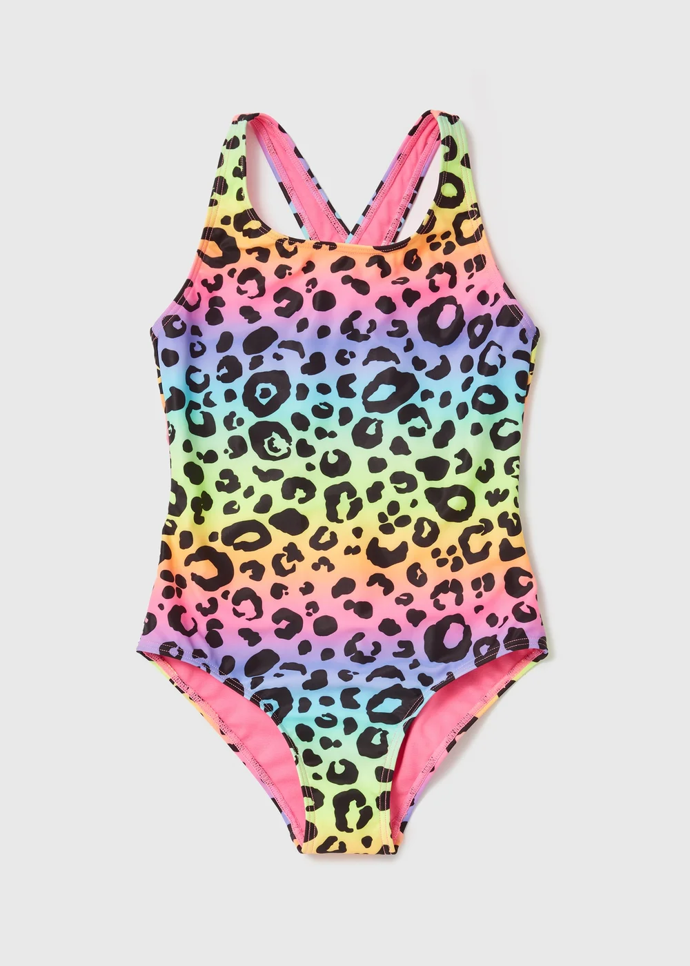 Girls Multicolour Leopard Swimsuit (6-13yrs) - 6-7 Yrs Image 1