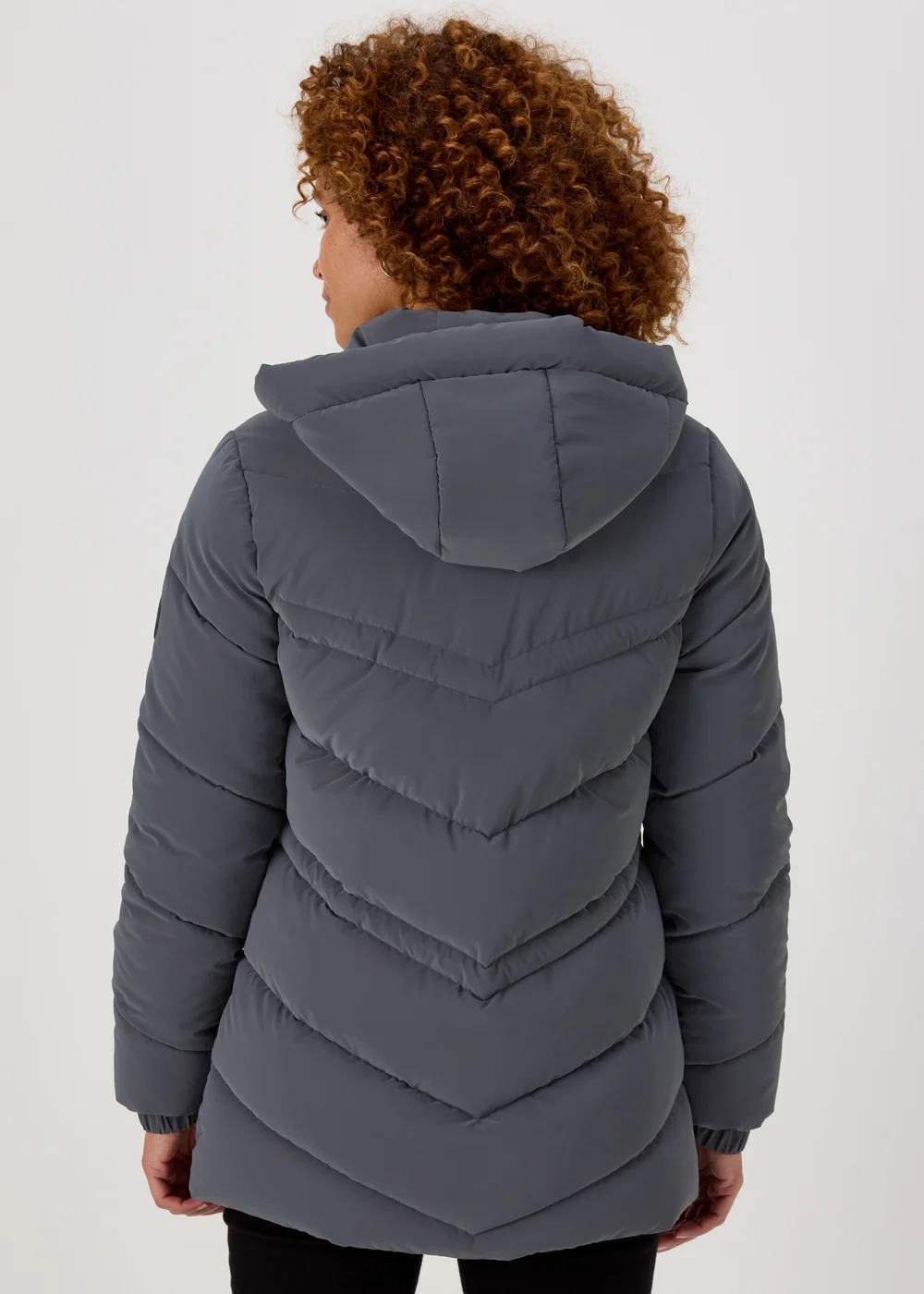 Grey Chevron Short Padded Coat - 8 Image 2