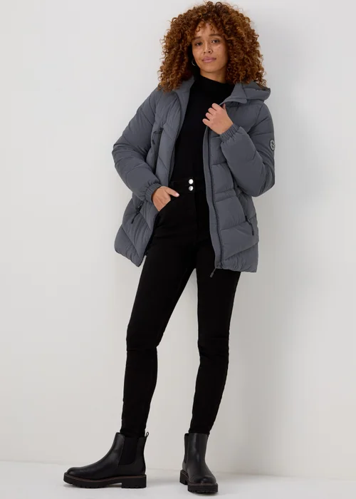 Grey Chevron Short Padded Coat - 8 Image 4