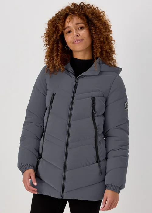 Grey Chevron Short Padded Coat - 8 Image 1