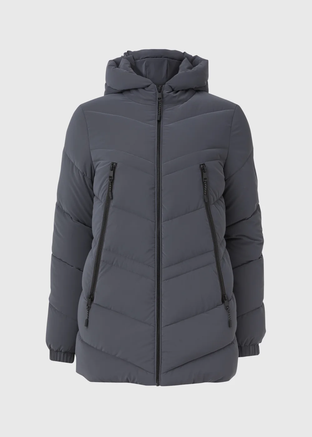 Grey Chevron Short Padded Coat - 8 Image 5