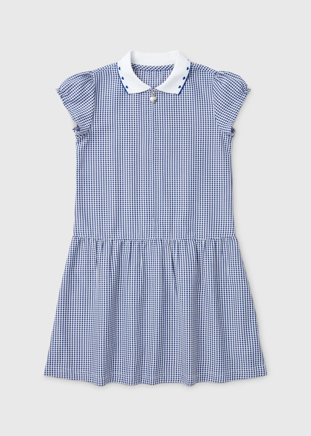 Girls Navy Gingham Knit Collar School Dress (3-14yrs) - 3 Yrs Image 1
