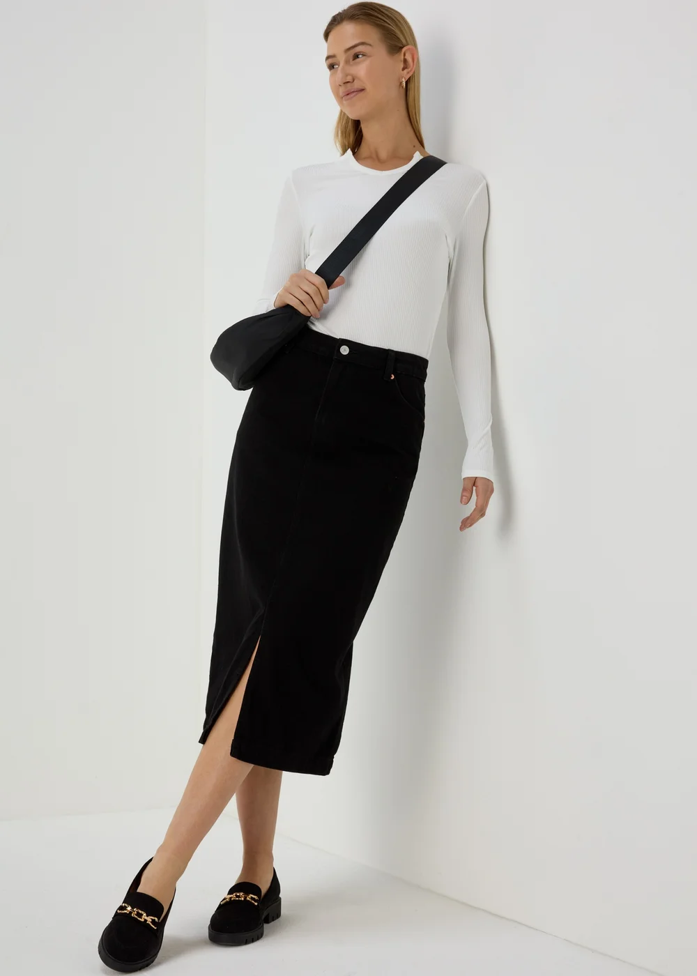 Black Denim Midi Skirt - 8 Image 4