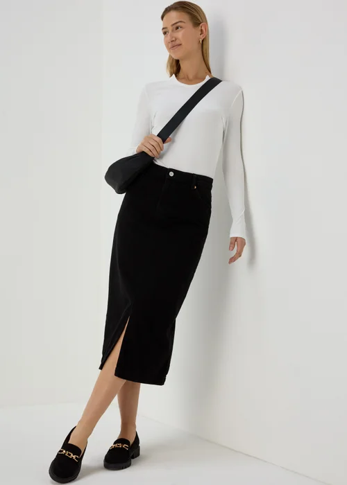 Black Denim Midi Skirt - 8 Image 4