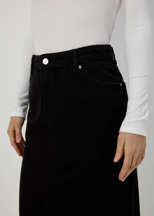 Black Denim Midi Skirt - 8 Image 3