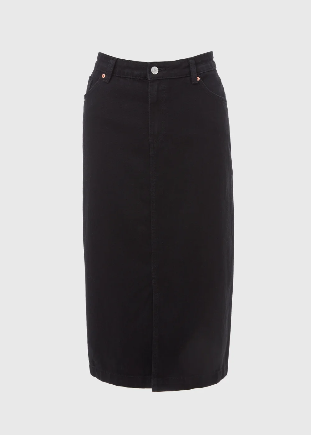 Black Denim Midi Skirt - 8 Image 5