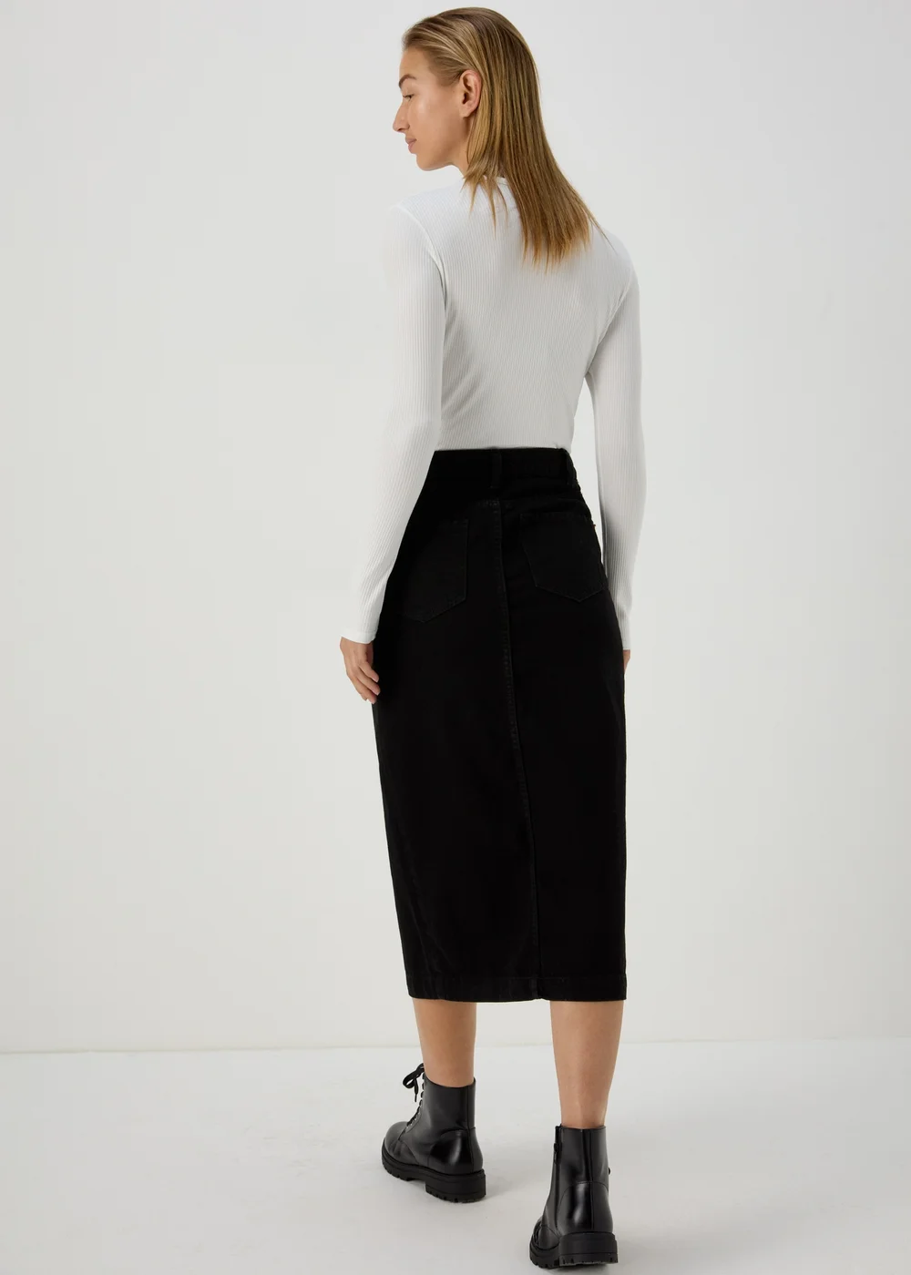 Black Denim Midi Skirt - 8 Image 2