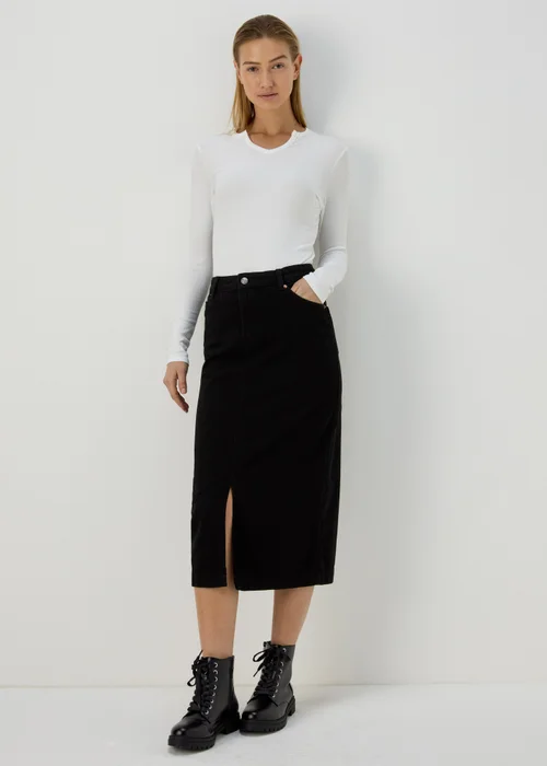 Black Denim Midi Skirt - 8 Image 1