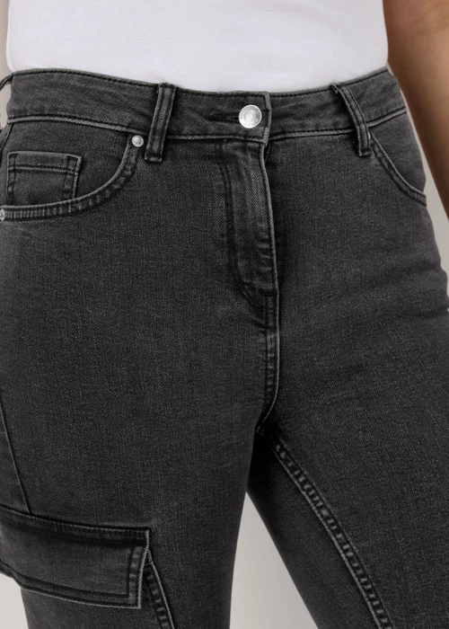 Black Denim Cargo Jeans - 8 Image 3