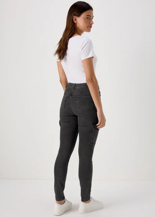 Black Denim Cargo Jeans - 8 Image 2