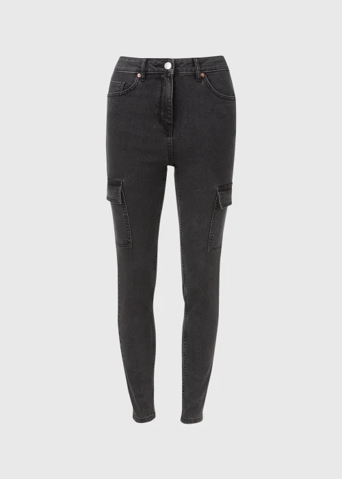 Black Denim Cargo Jeans - 8 Image 5