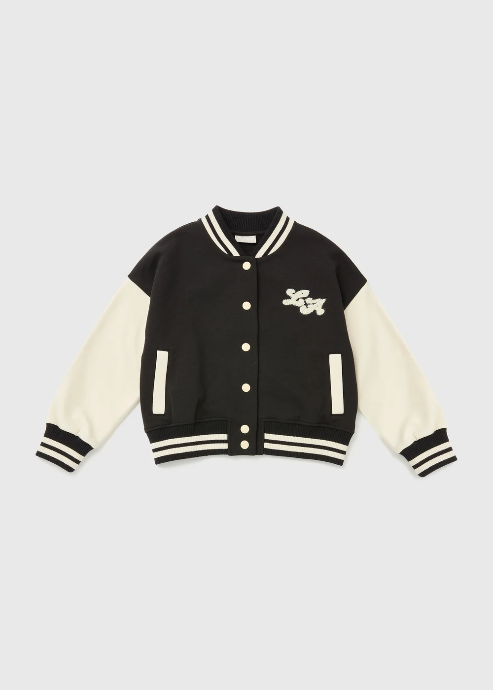 Girls Black Mono Varsity Jacket (7-15yrs) - 7 Yrs Image 1