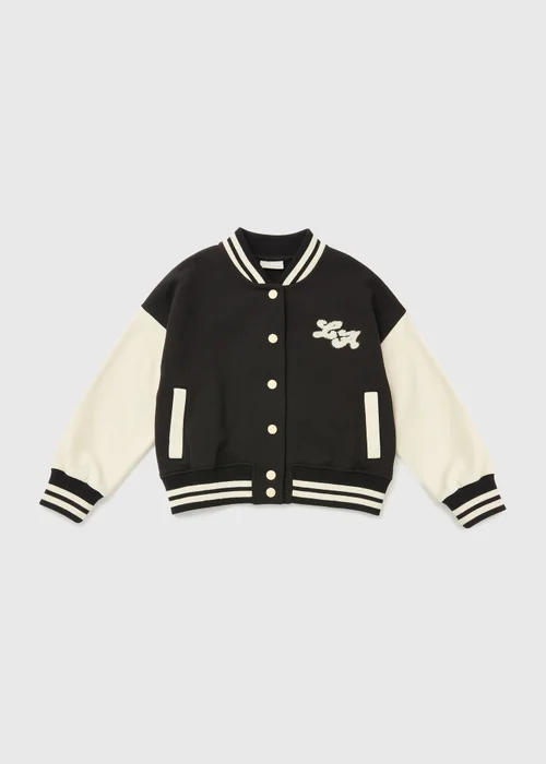 Girls Black Mono Varsity Jacket (7-15yrs) - 7 Yrs Image 1