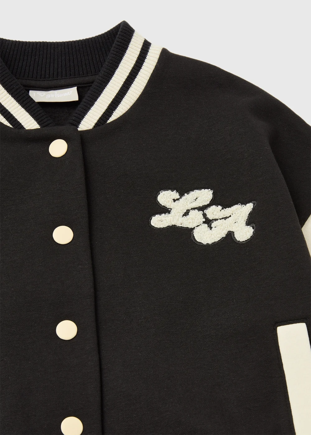 Girls Black Mono Varsity Jacket (7-15yrs) - 7 Yrs Image 2