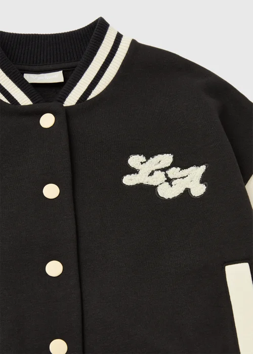 Girls Black Mono Varsity Jacket (7-15yrs) - 7 Yrs Image 2