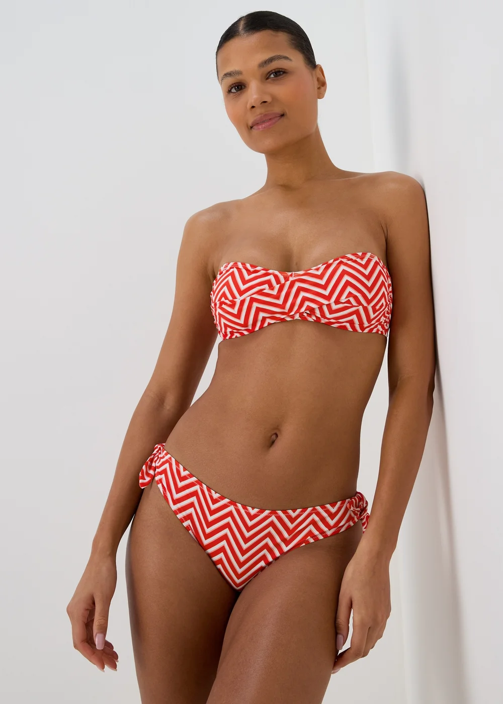 Orange Twist Stripe Bikini Top - Size 6 Image 3