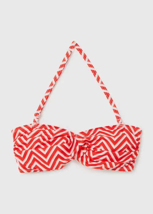 Orange Twist Stripe Bikini Top - Size 6 Image 4