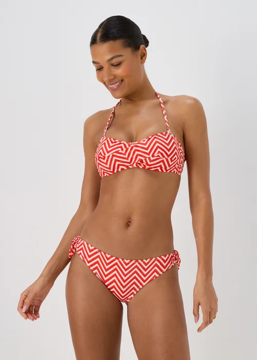 Orange Twist Stripe Bikini Top - Size 6 Image 1