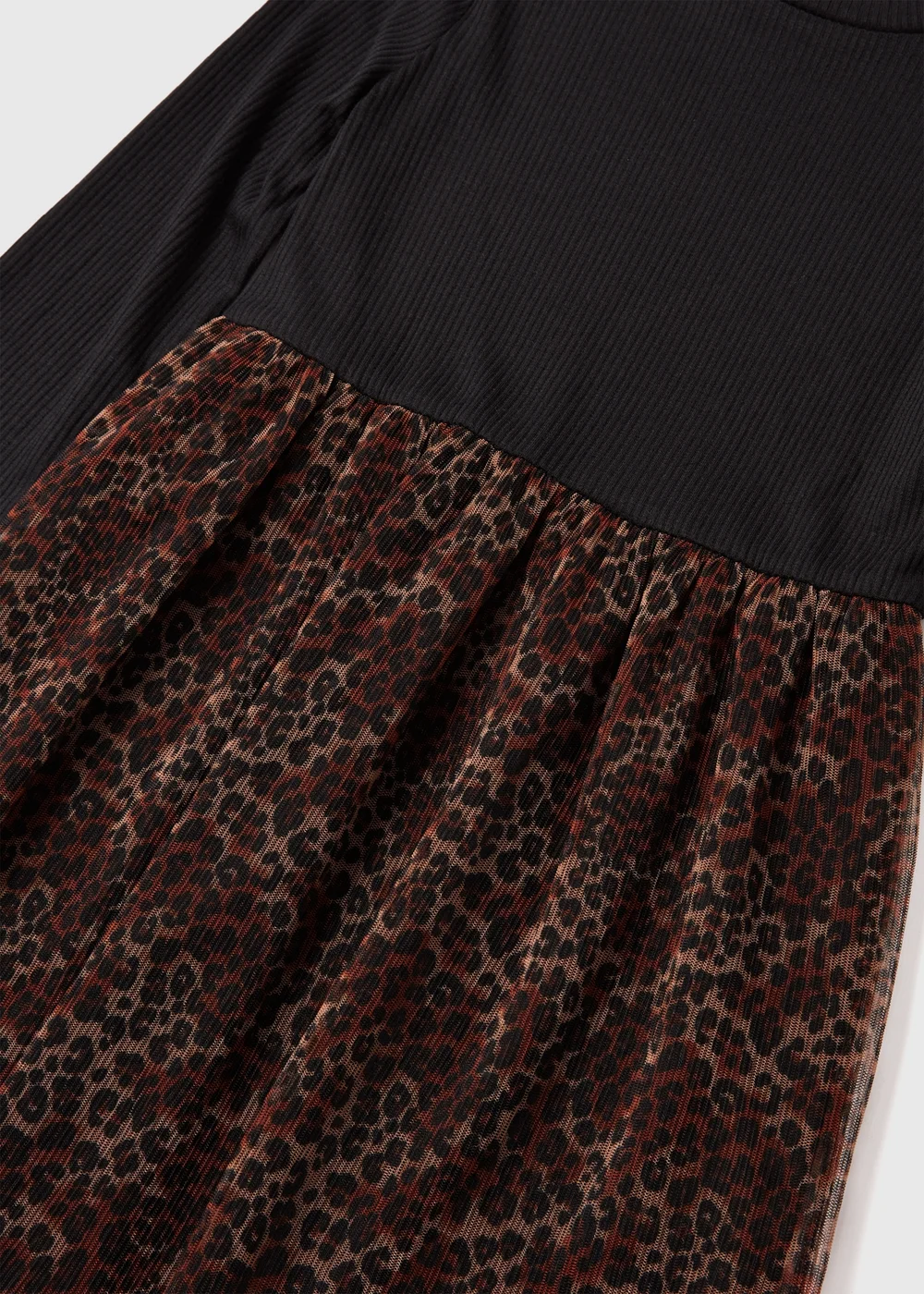 Girls Black Leopard 2 In 1 Mesh Dress (7-12yrs) - 10 Yrs Image 2