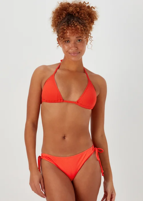 Orange Ribbed Triangle Bikini Bottoms - Size 6 Image 1