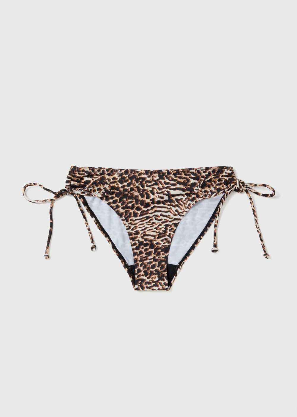 Brown Animal Print Tie Side Bikini Bottoms - 6 Image 4