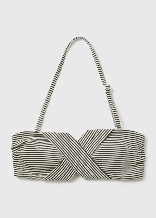Monochrome Textured Stripe Twist Bikini Top - 6 Image 4