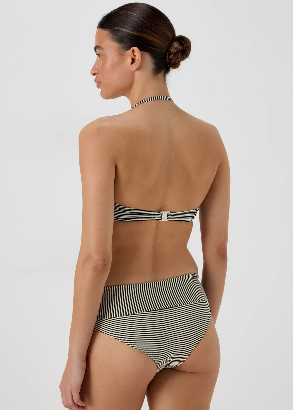 Monochrome Textured Stripe Bikini Bottoms - Size 6 Image 2