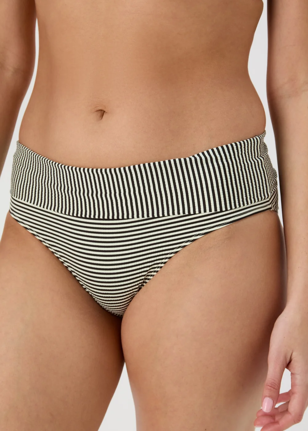Monochrome Textured Stripe Bikini Bottoms - Size 6 Image 3