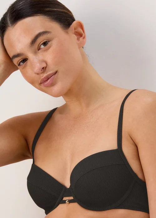 Black Underwired Bikini Top - 32B Image 3