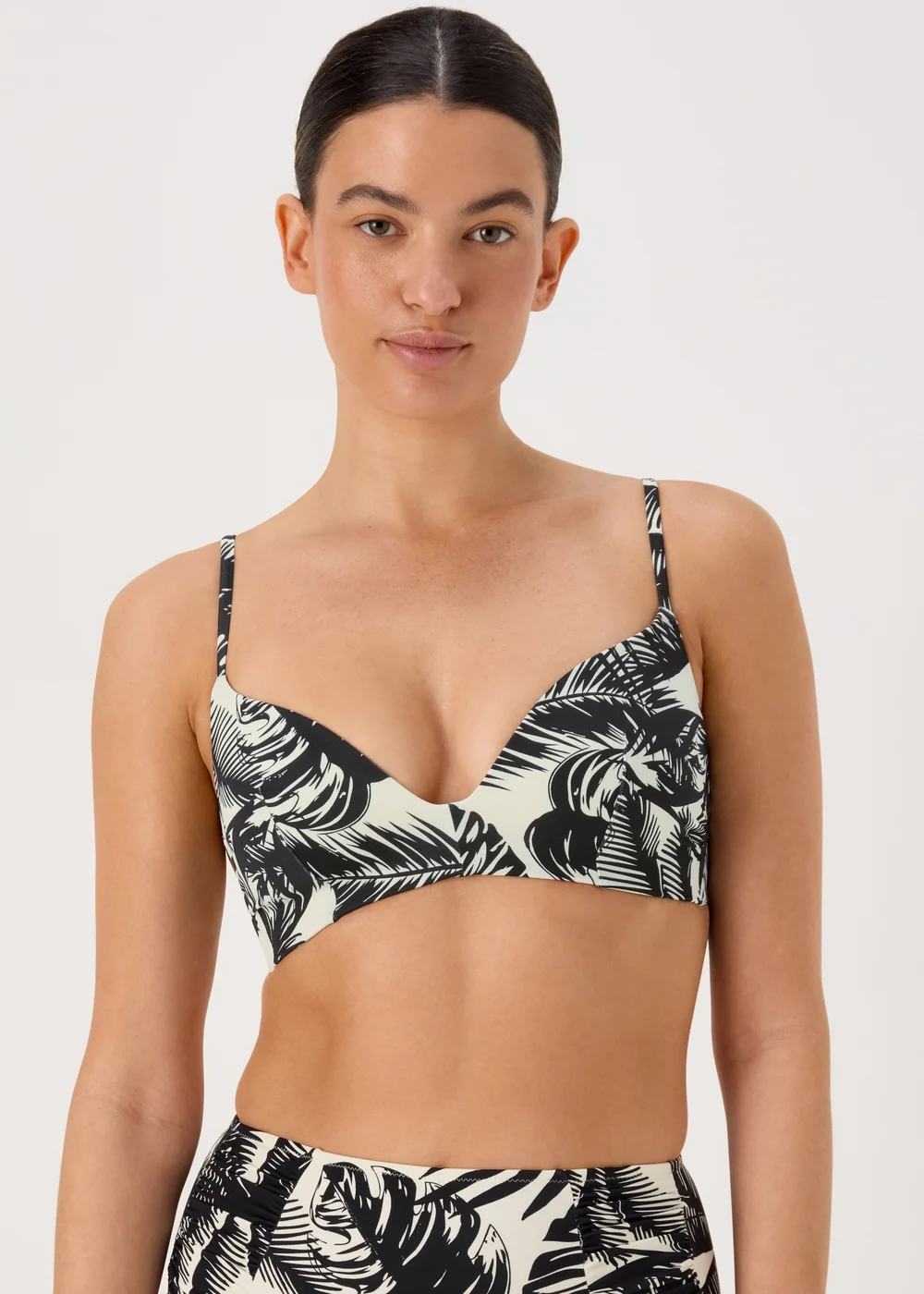 Monochrome Palm Comfort Mould Bikini Top - 32B Image 1