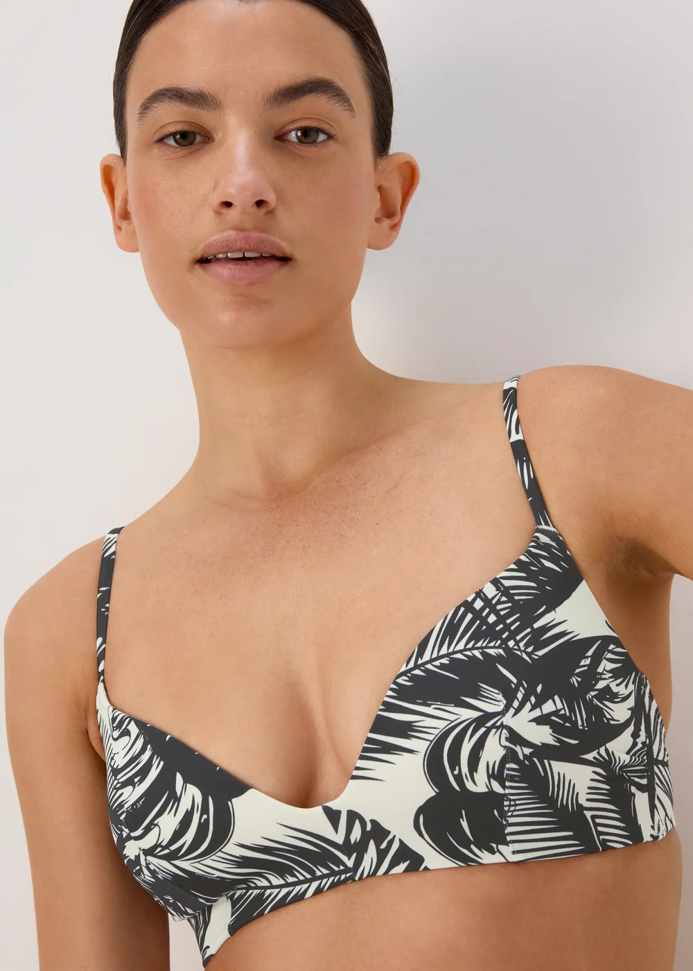 Monochrome Palm Comfort Mould Bikini Top - 32B Image 3