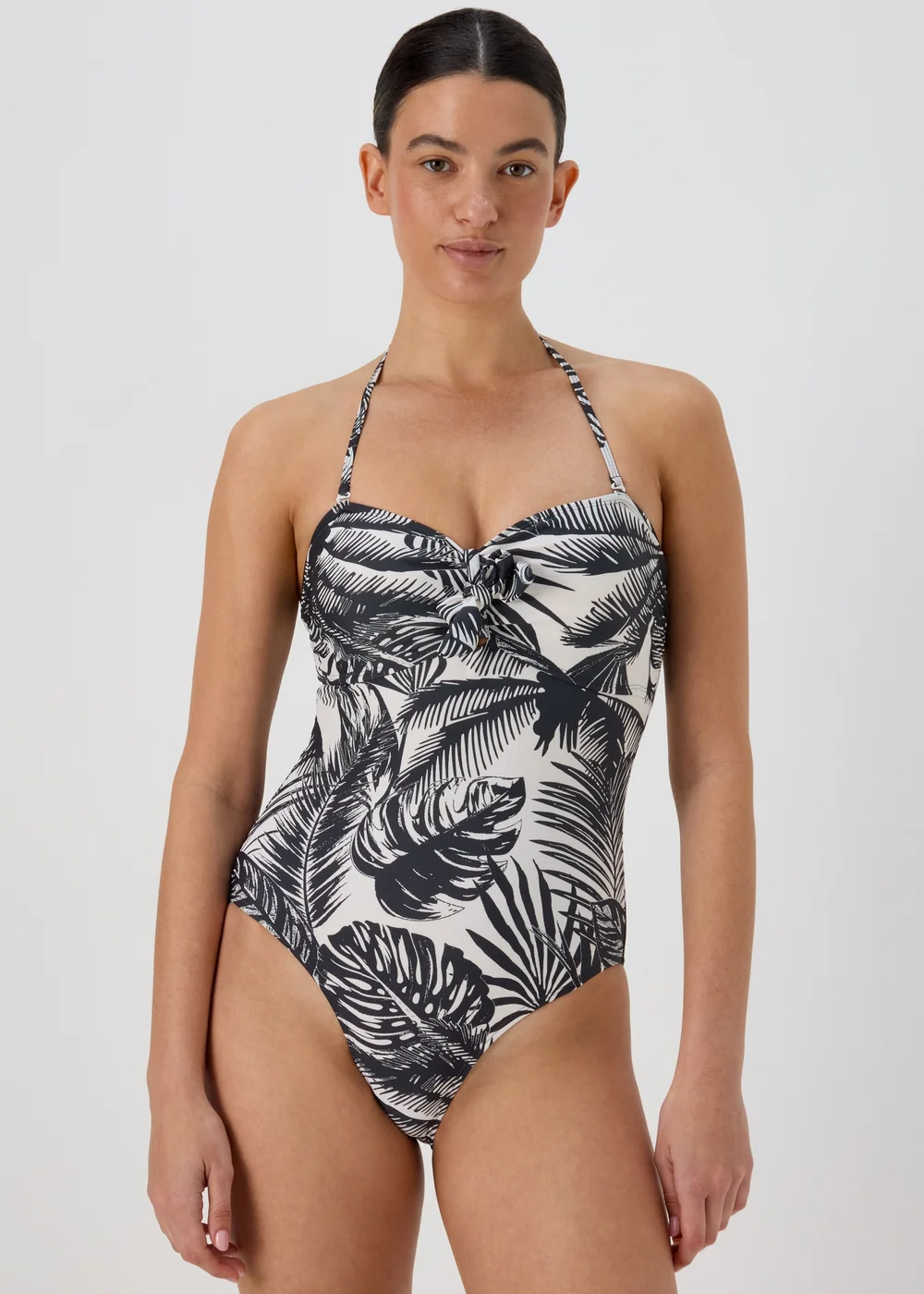 Monochrome Palm Leaves Swimsuit - 8 Image 1