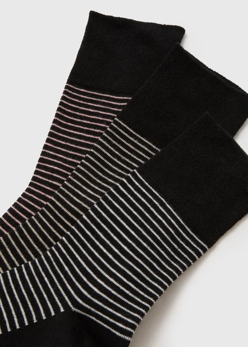 3 Pack Black Stripe Socks - One Size Image 2
