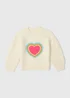 Girls Cream Rainbow Heart Print Knit Jumper (1-7yrs) - Age 2 - 3 Years Image 1